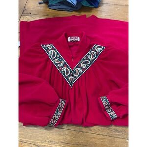 vintage Vanity Fair red velour zip-front robe‎ with paisley trim medium